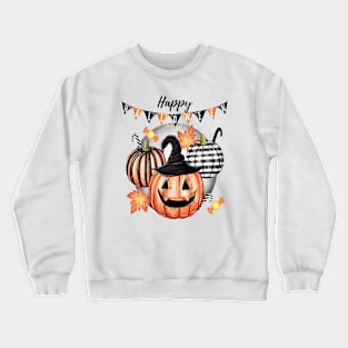 Pumpkin Witch Hat & Candies: Halloween Delight Crewneck Sweatshirt